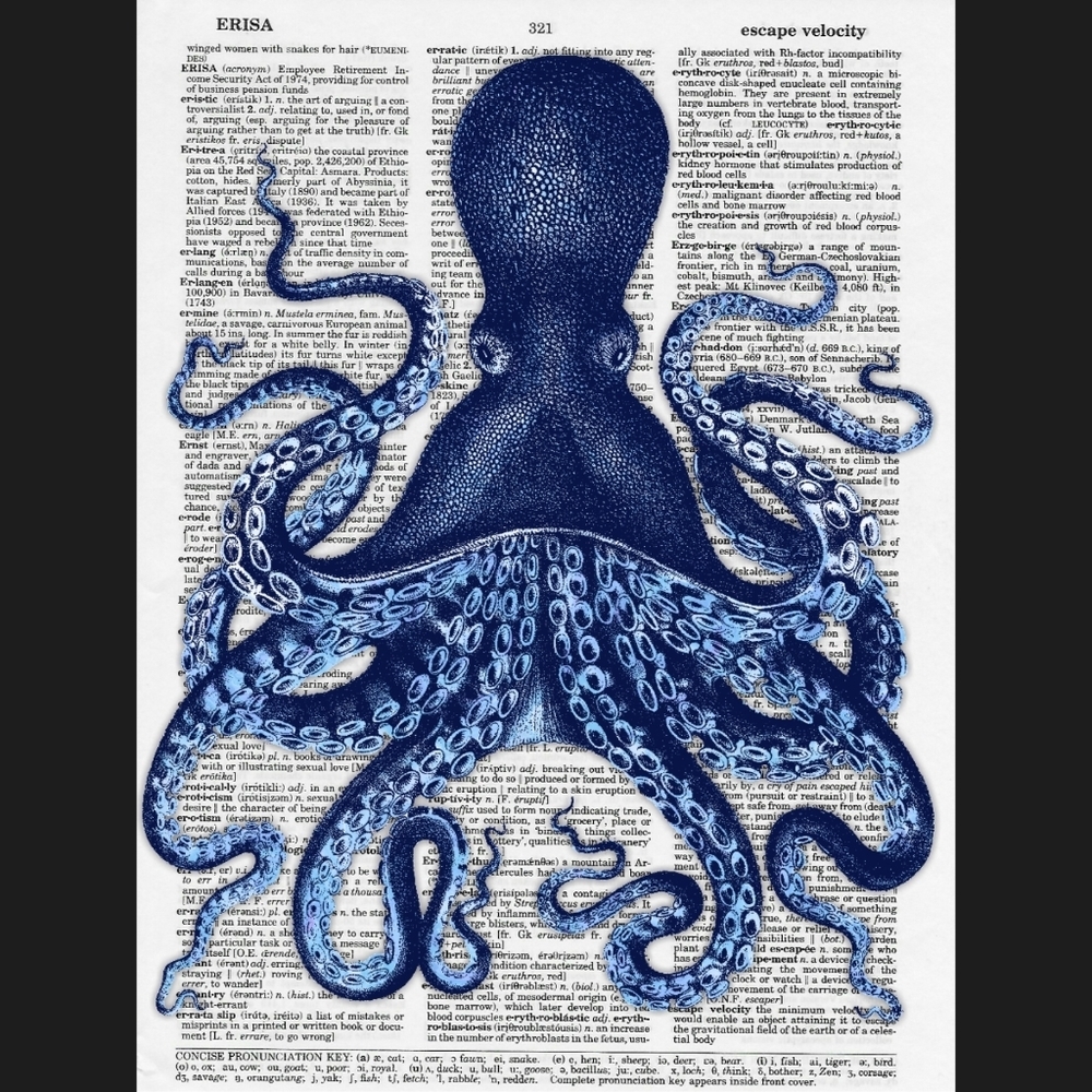 Octopus Nautical Vintage Dictionary Art Print